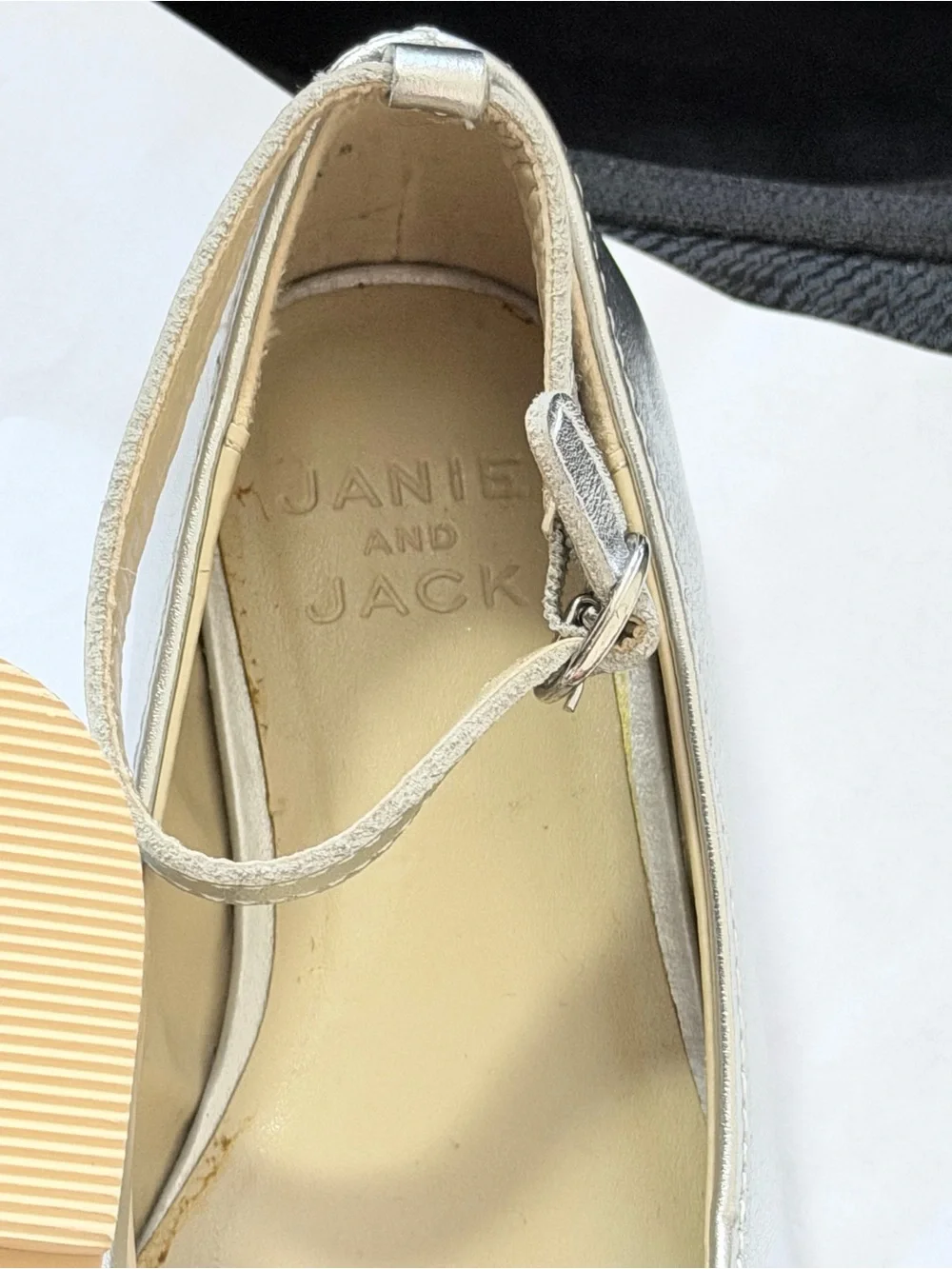 Janie and Jack Metallic Silver Mary Jane Ballet Flat with Bow